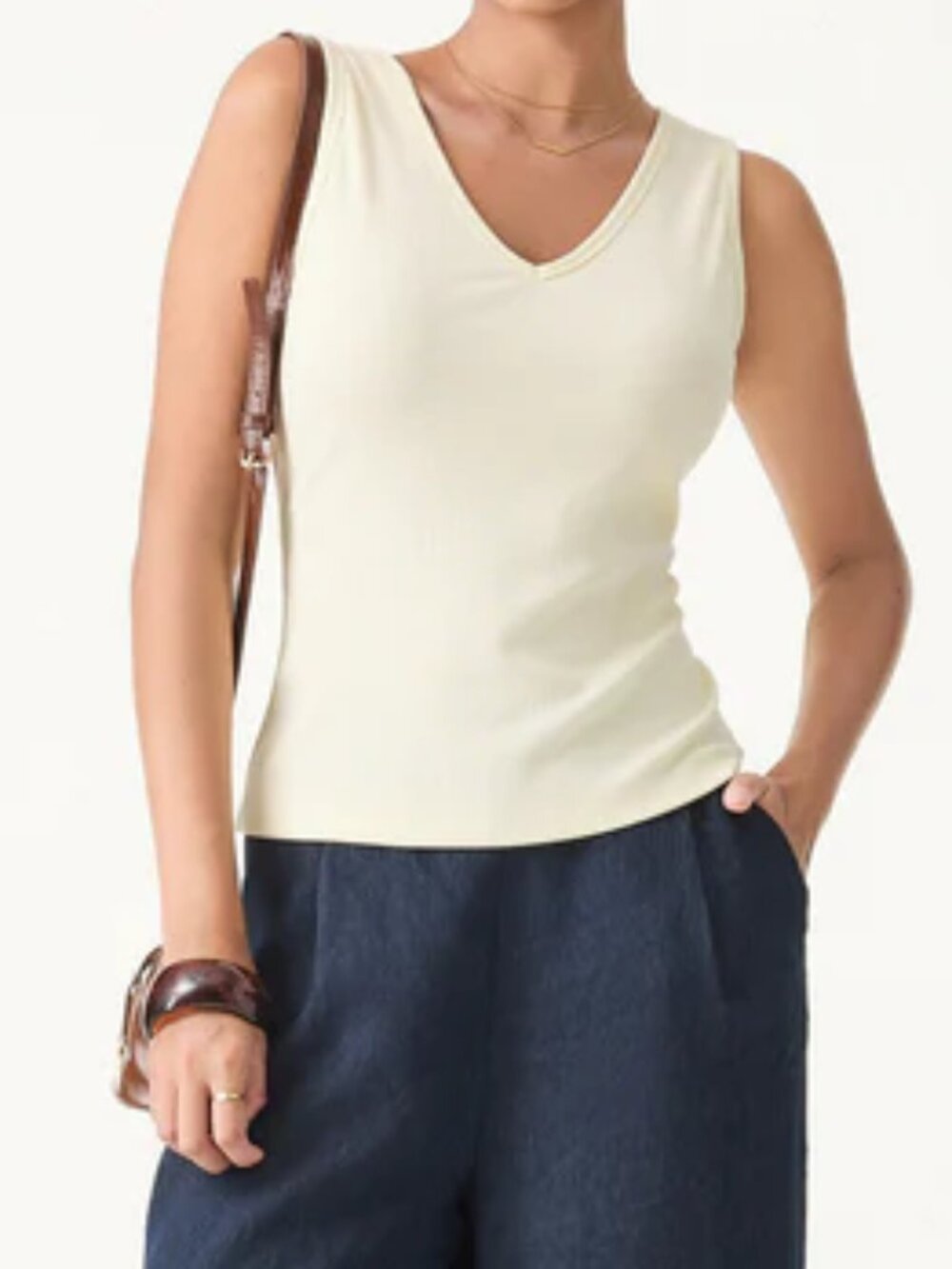 OGL Butter Cream Yellow V-Neck Cotton Pointelle Bra Top Size XS NWT